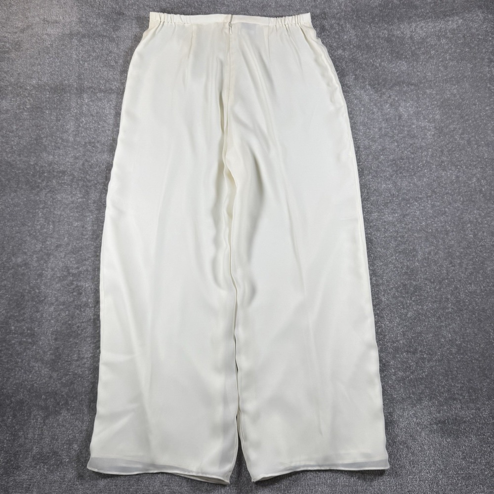 VTG David Warren Pants Women's 16 Ivory Lined Flowy Wide Leg High Rise Party - Picture 2 of 8